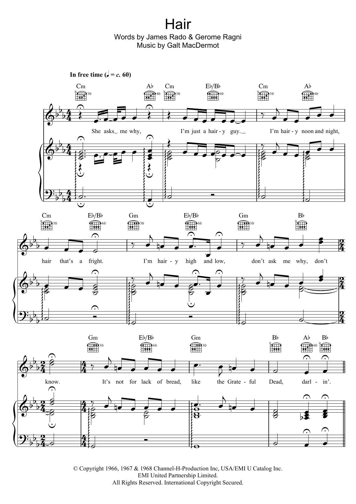 Galt MacDermot Hair (from 'Hair') Sheet Music