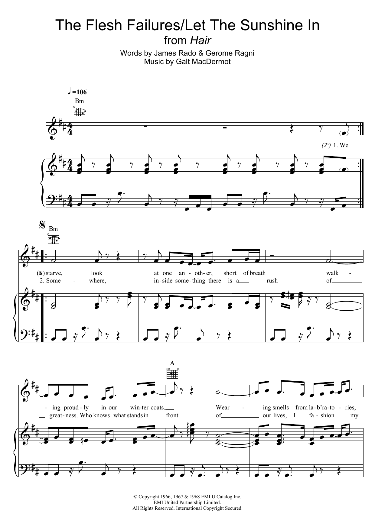 Galt MacDermot The Flesh Failures/Let The Sunshine In (from 'Hair') Sheet Music