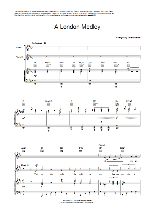 Gareth Malone A London Medley (for the Sing London! Festival) Sheet Music