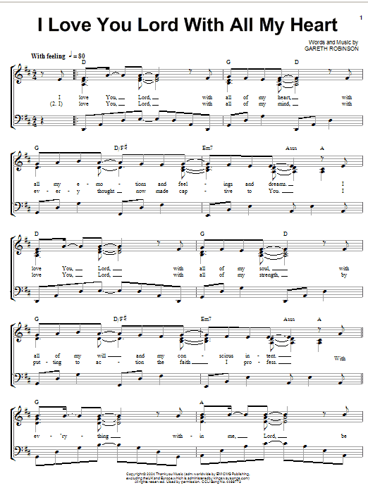 Gareth Robinson I Love You Lord Sheet Music