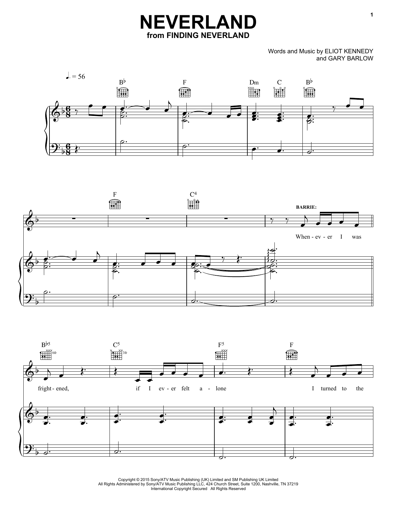 Gary Barlow & Eliot Kennedy Neverland Sheet Music