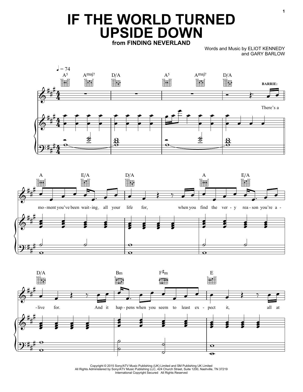 Gary Barlow If The World Turned Upside Down Sheet Music