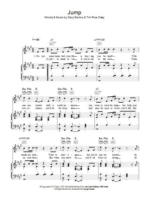 Gary Barlow Jump Sheet Music
