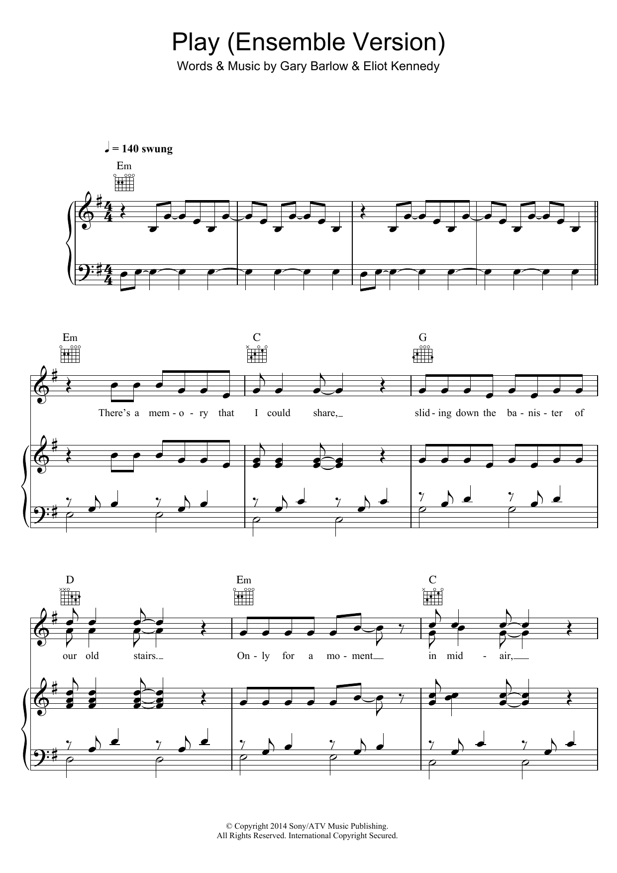Gary Barlow Play (Ensemble Version) (from 'Finding Neverland') Sheet Music