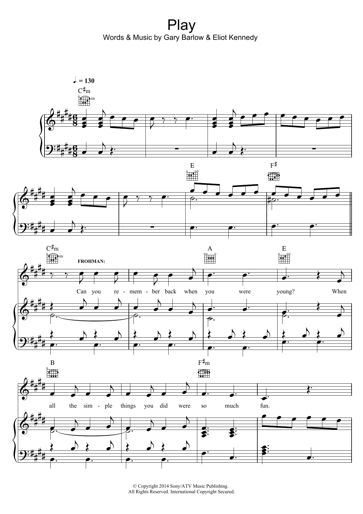 Gary Barlow Play (from 'Finding Neverland') Sheet Music