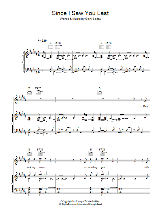 Gary Barlow Since I Saw You Last Sheet Music