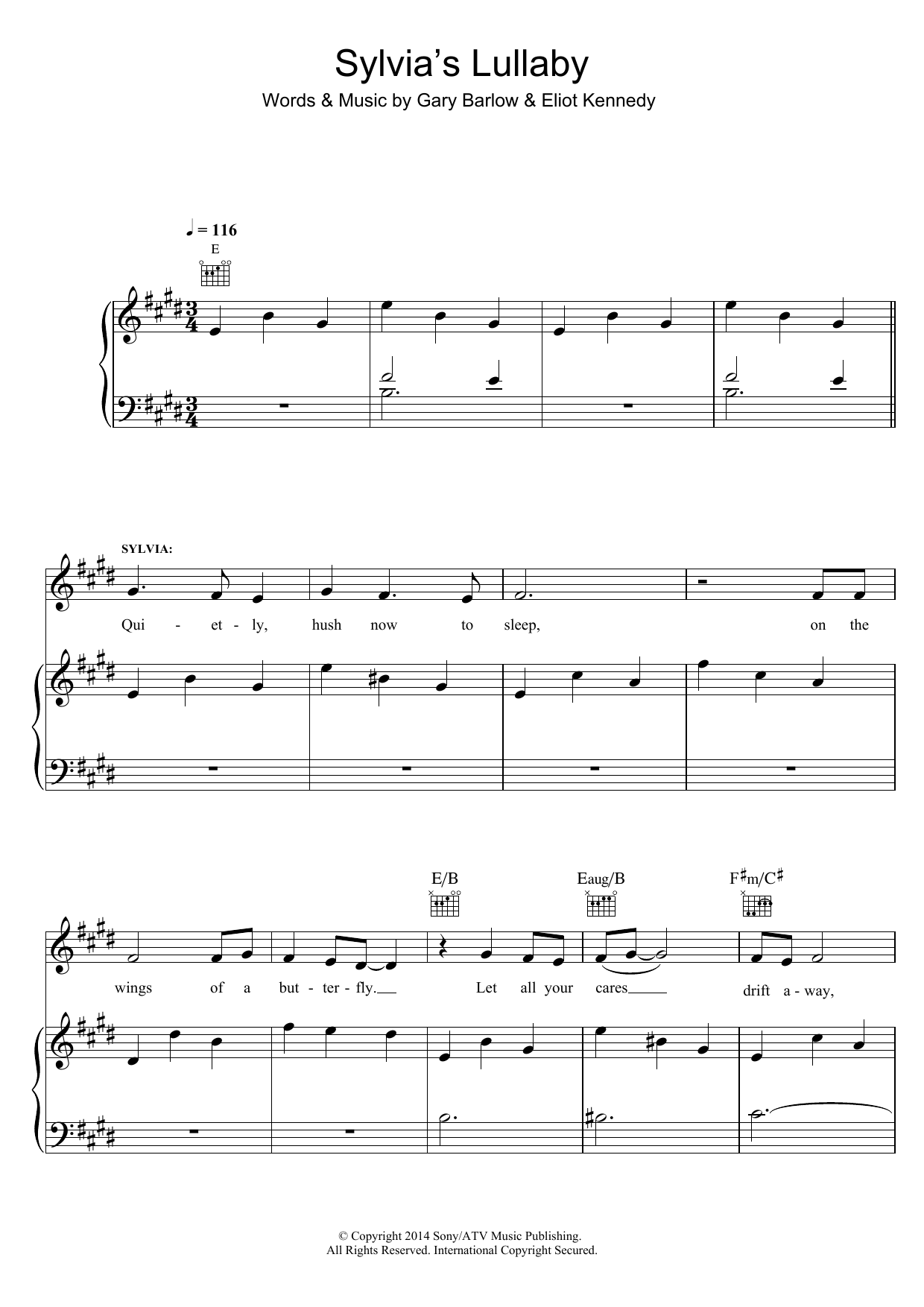 Gary Barlow Sylvia's Lullaby (from 'Finding Neverland') Sheet Music