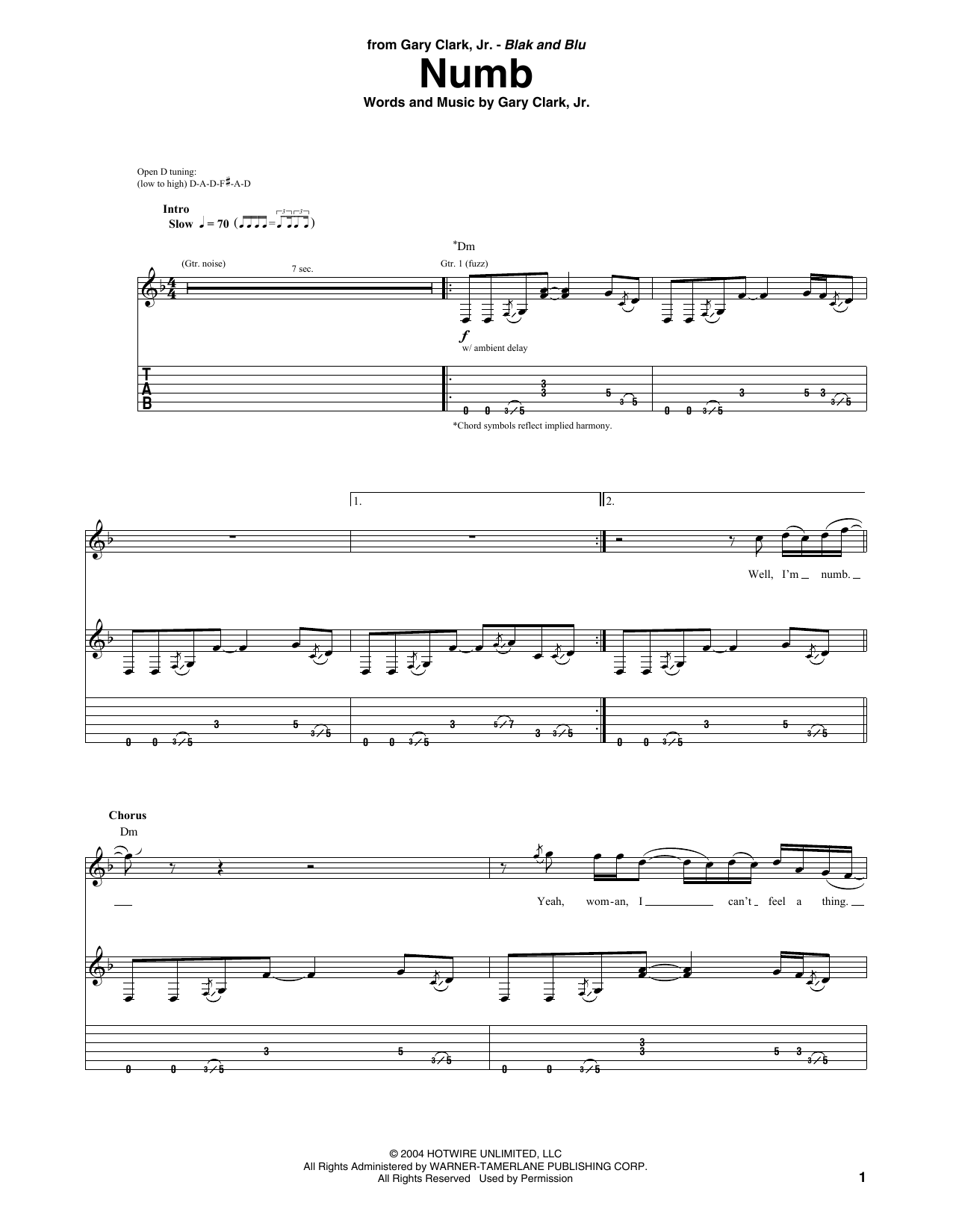 Gary Clark, Jr. Numb Sheet Music
