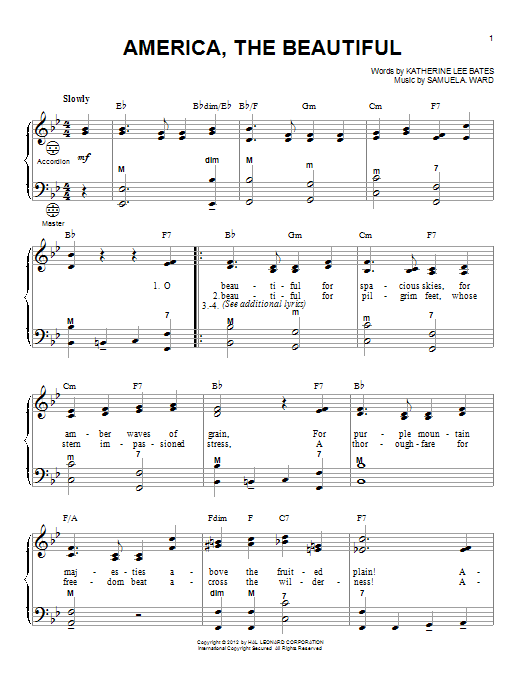 Gary Meisner America, The Beautiful Sheet Music