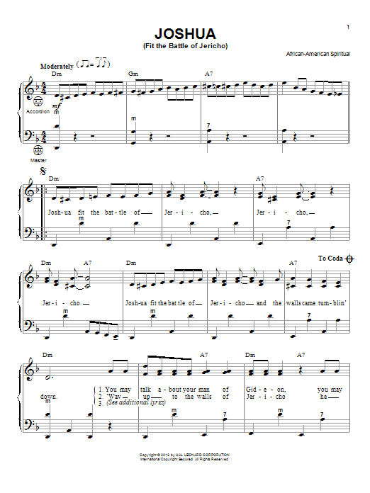 Gary Meisner Joshua (Fit The Battle Of Jericho) Sheet Music