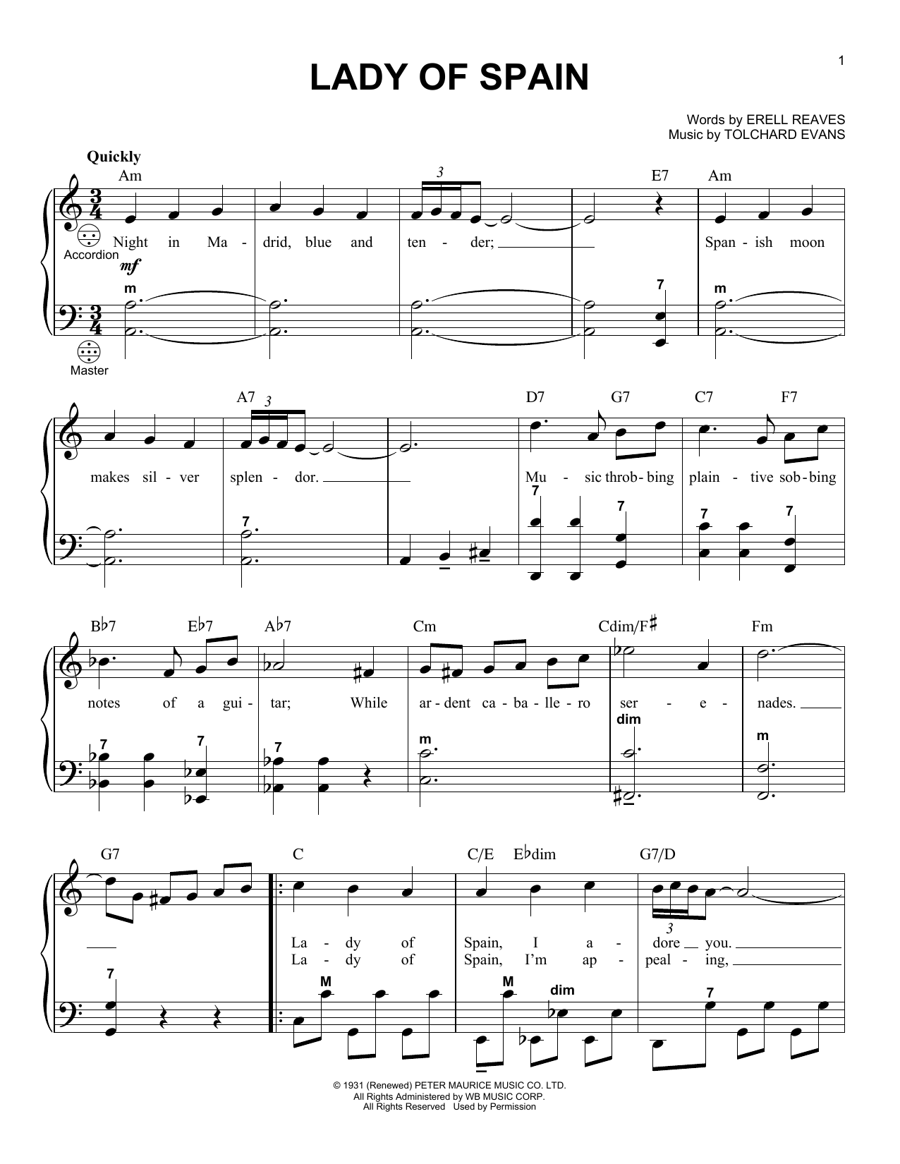 Gary Meisner Lady Of Spain Sheet Music