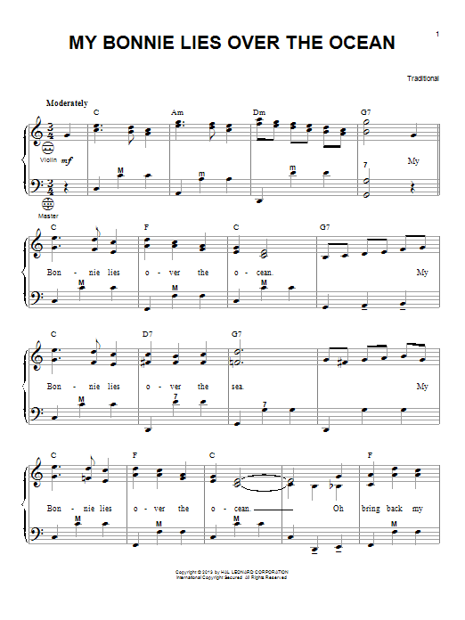 Gary Meisner My Bonnie Lies Over The Ocean Sheet Music