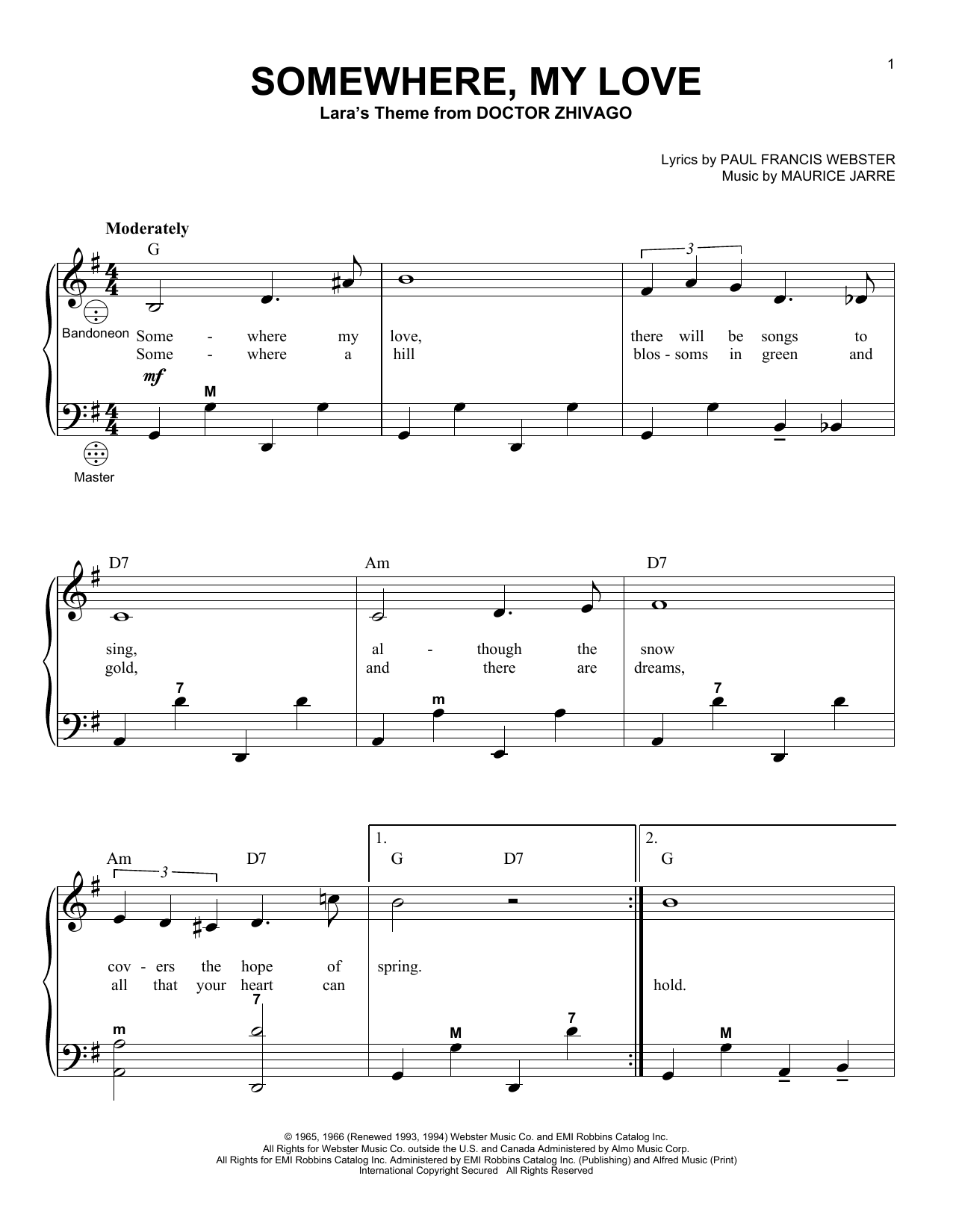 Gary Meisner Somewhere, My Love Sheet Music
