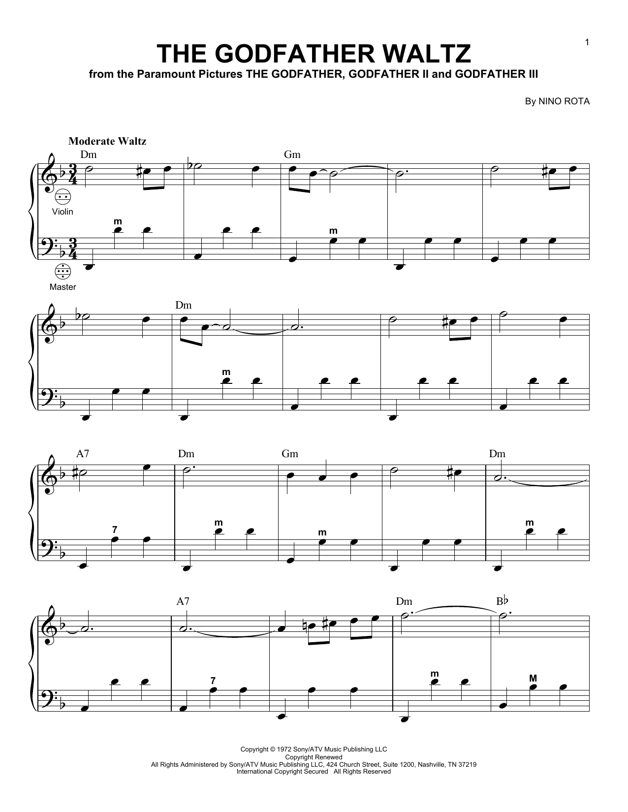 Gary Meisner The Godfather Waltz Sheet Music