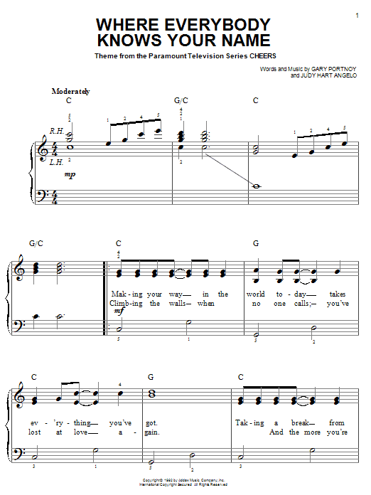 Gary Portnoy Where Everybody Knows Your Name Sheet Music