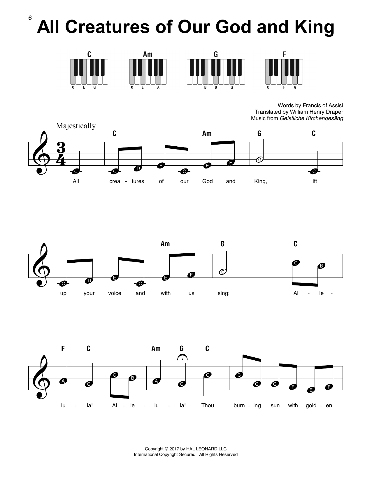 Geistliche Kirchengesang All Creatures Of Our God And King Sheet Music