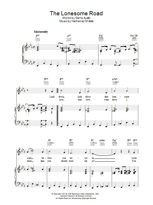 Gene Austin The Lonesome Road Sheet Music