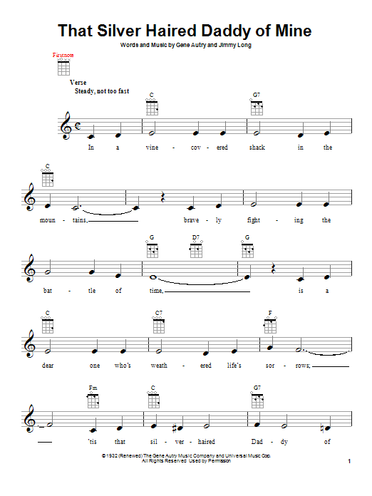 Gene Autry and Jimmy Long That Silver Haired Daddy Of Mine Sheet Music