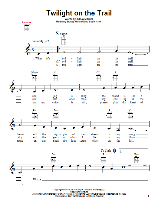 Gene Autry Twilight On The Trail Sheet Music