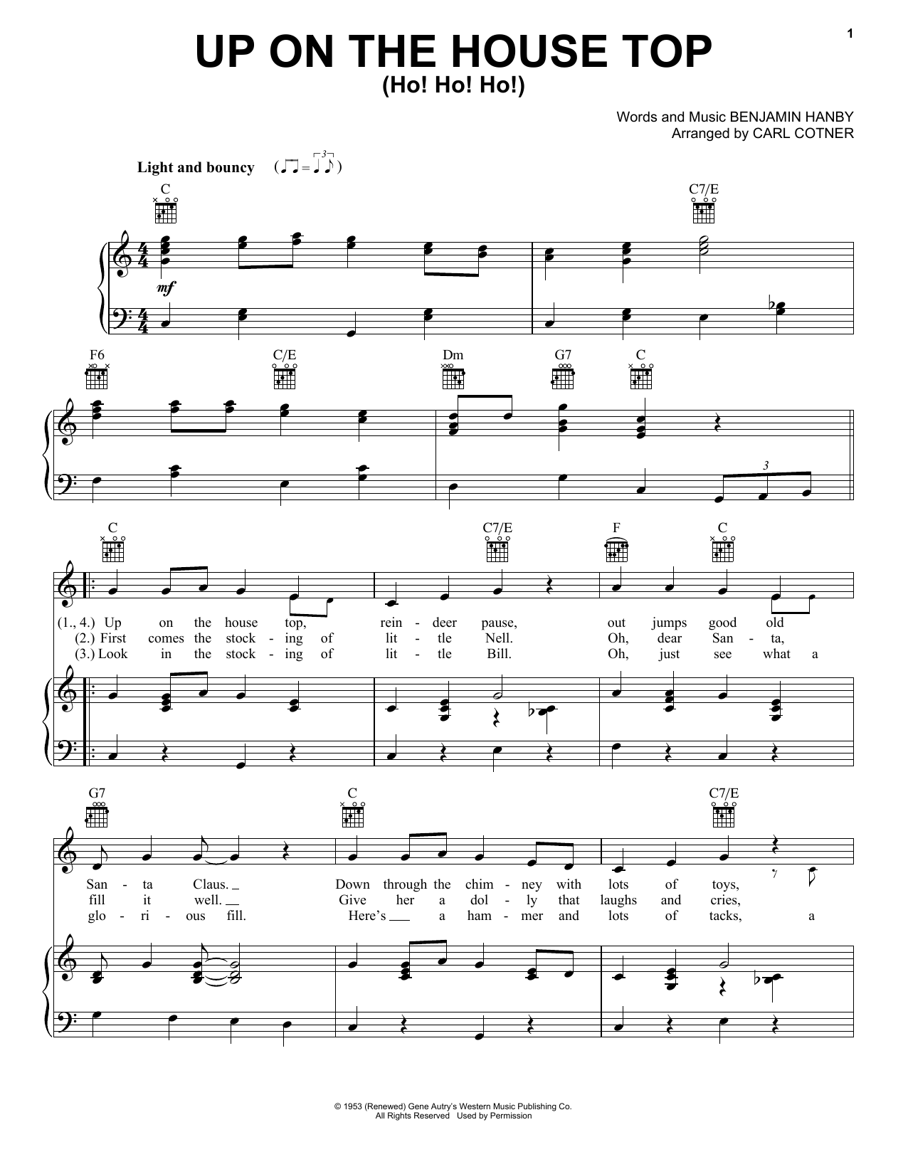 Gene Autry Up On The House Top (Ho! Ho! Ho!) Sheet Music