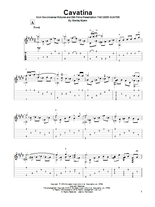 Gene Bertoncini Cavatina (from The Deer Hunter) Sheet Music