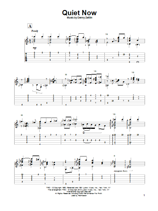Gene Bertoncini Quiet Now Sheet Music