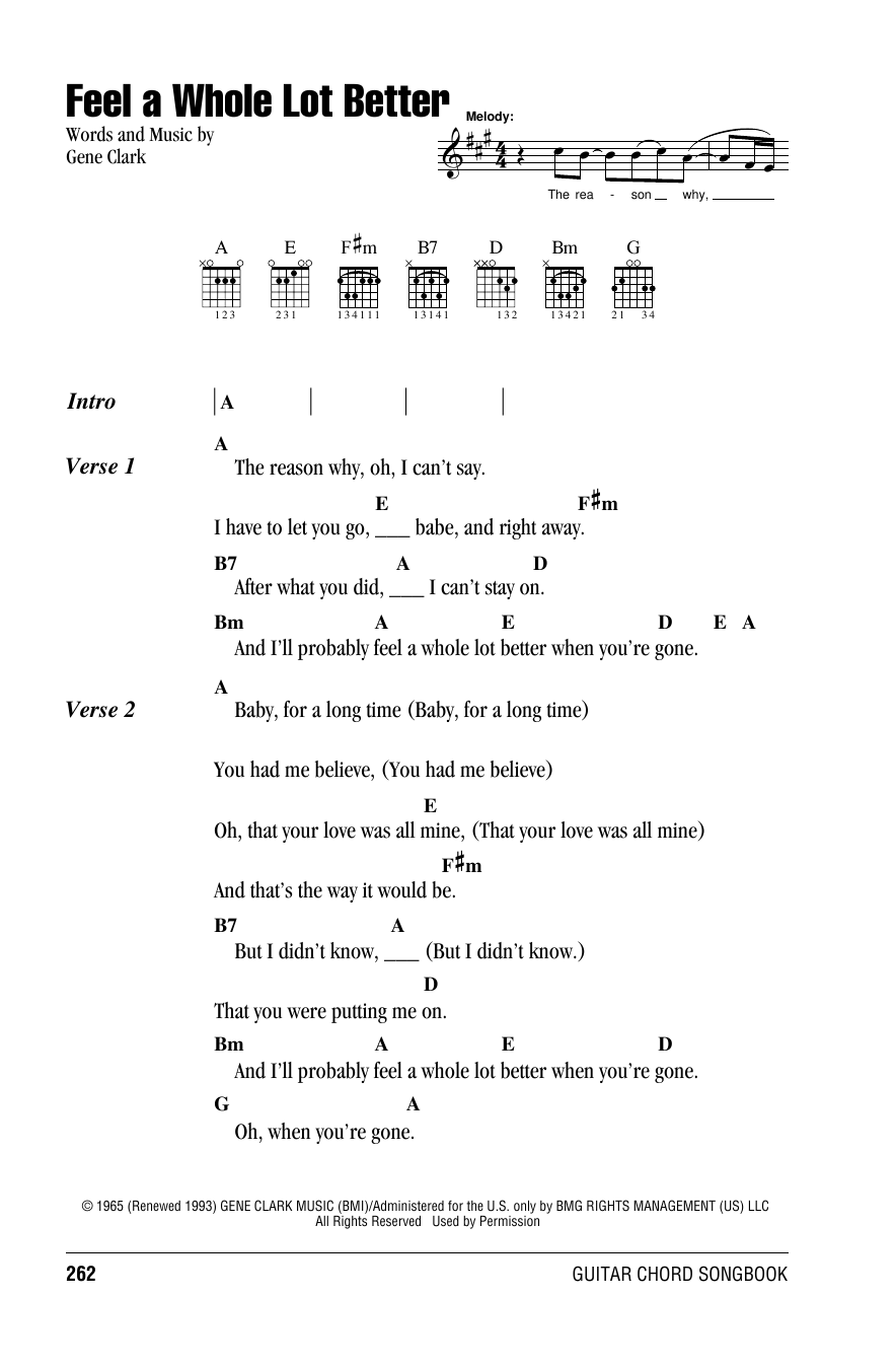 Gene Clark Feel A Whole Lot Better Sheet Music