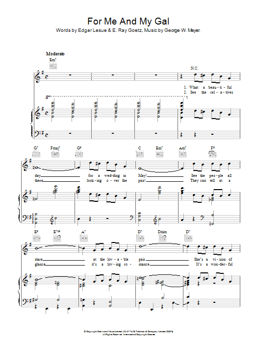 Gene Kelly For Me And My Gal Sheet Music