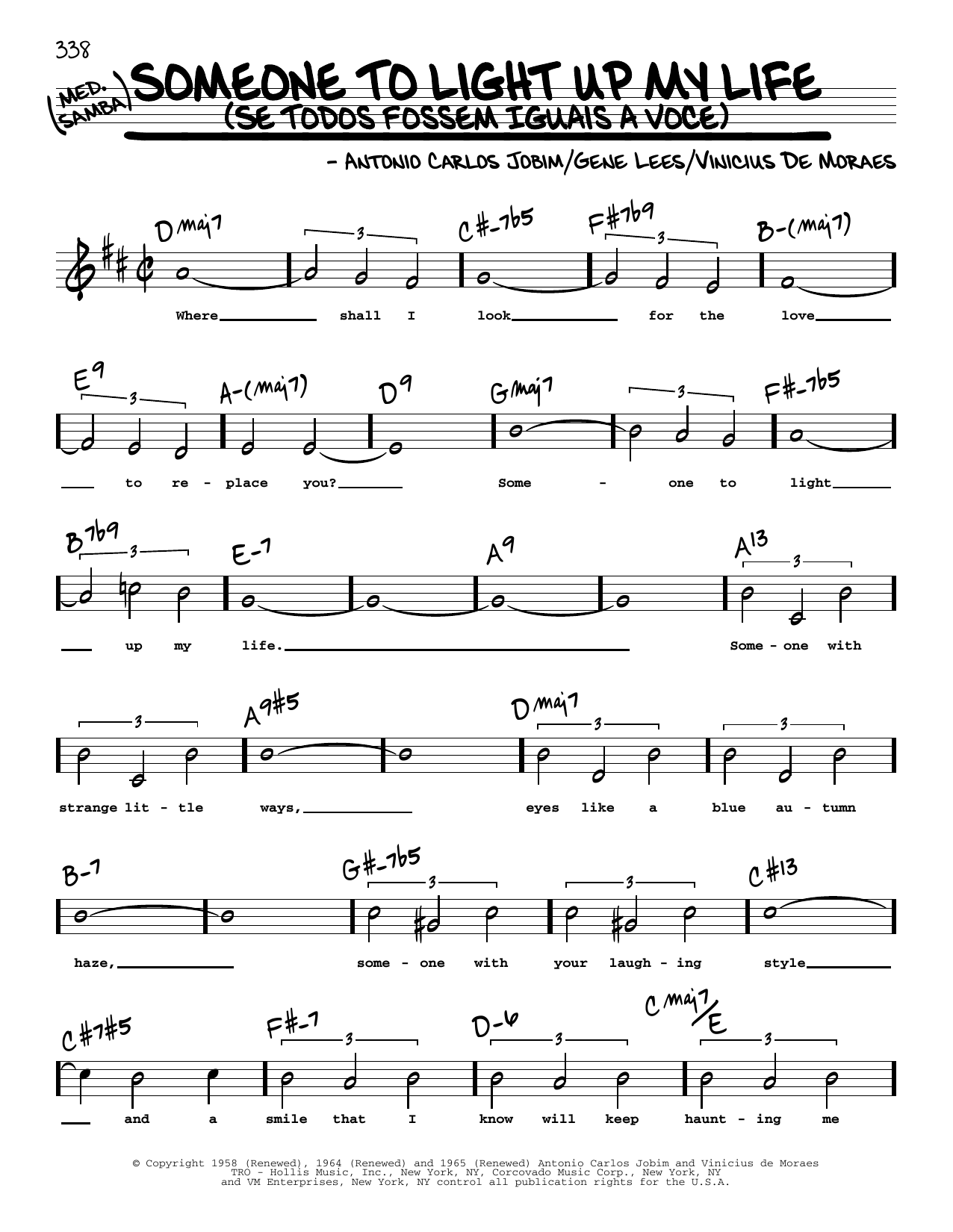 Gene Lees Someone To Light Up My Life (Se Todos Fossem Iguais A Voce) (High Voice) Sheet Music