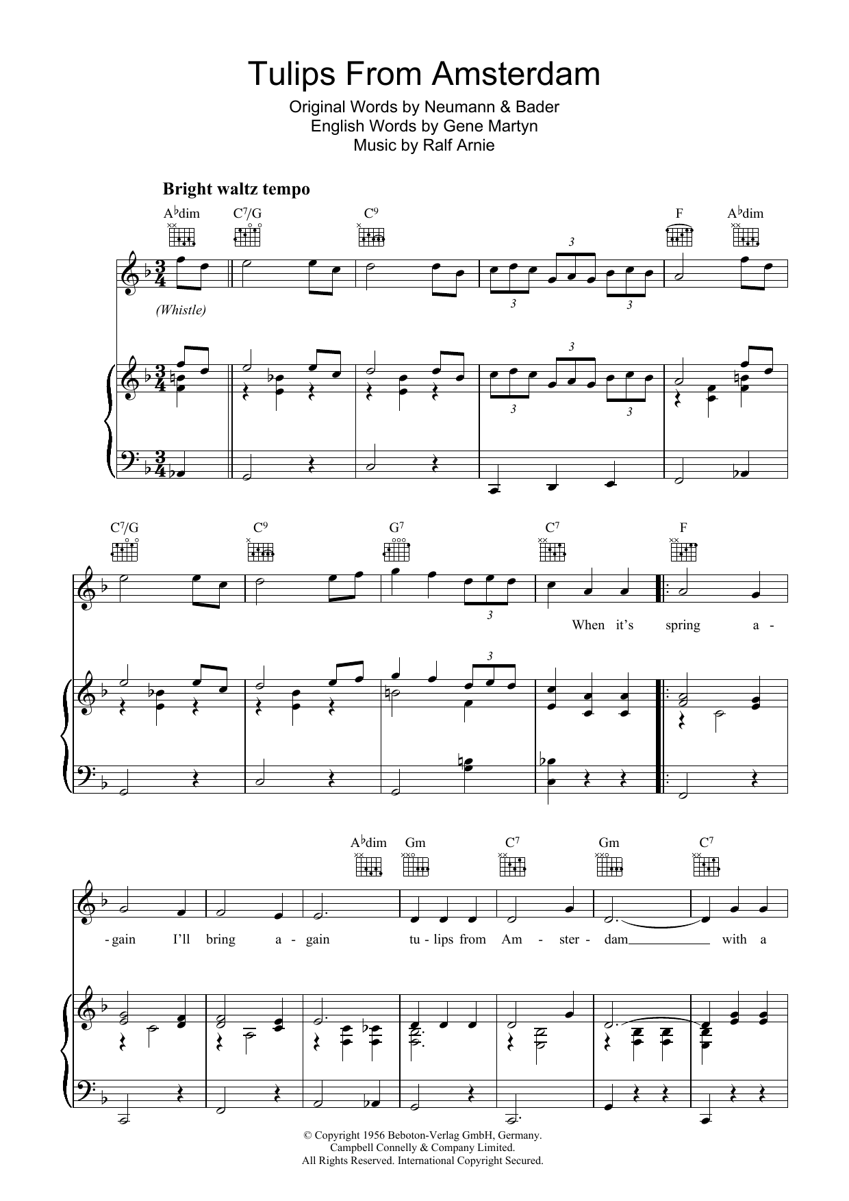 Gene Martyn Tulips From Amsterdam Sheet Music