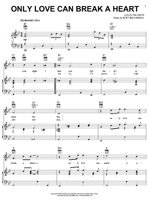 Gene Pitney Only Love Can Break A Heart Sheet Music