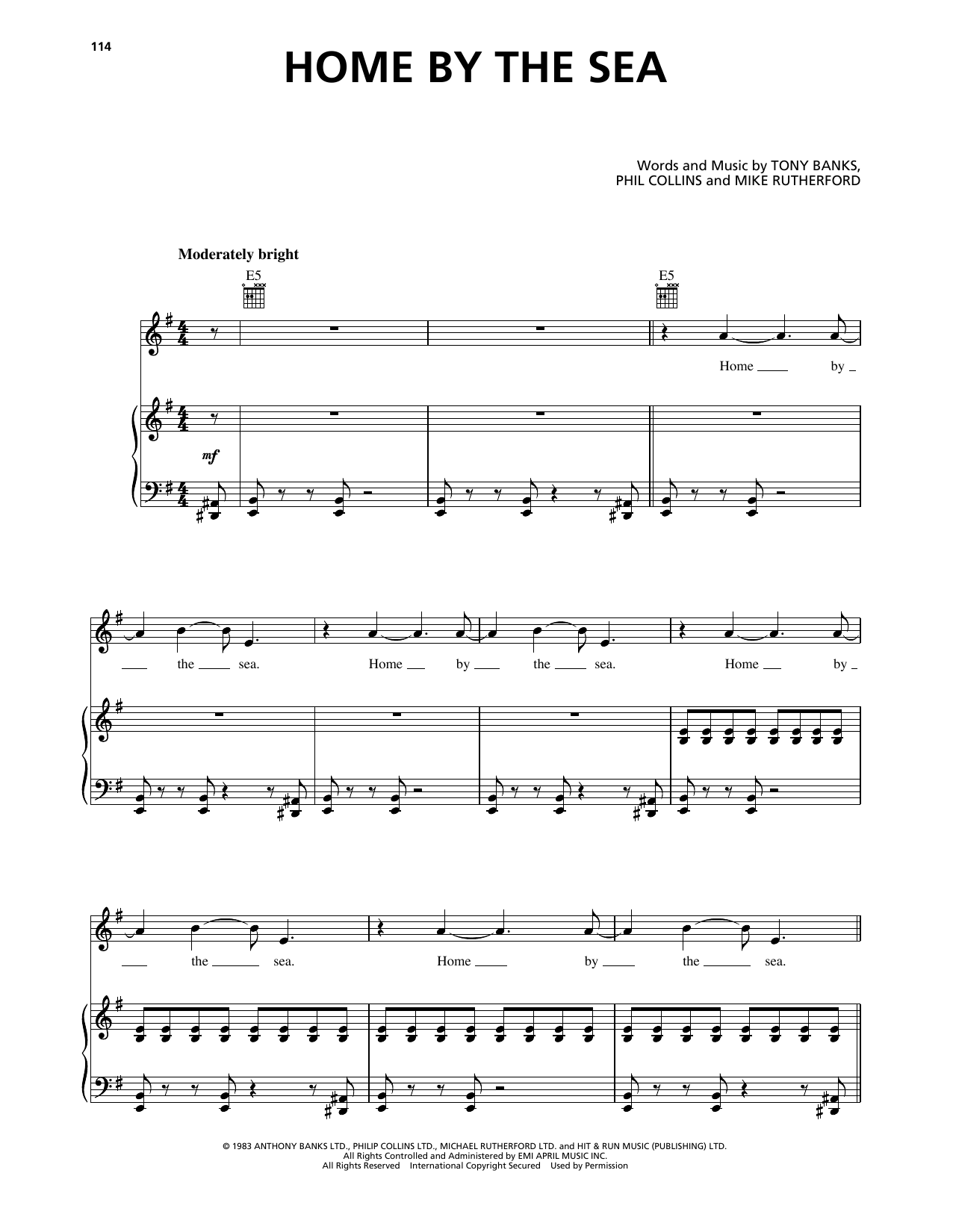Genesis Home By The Sea Sheet Music