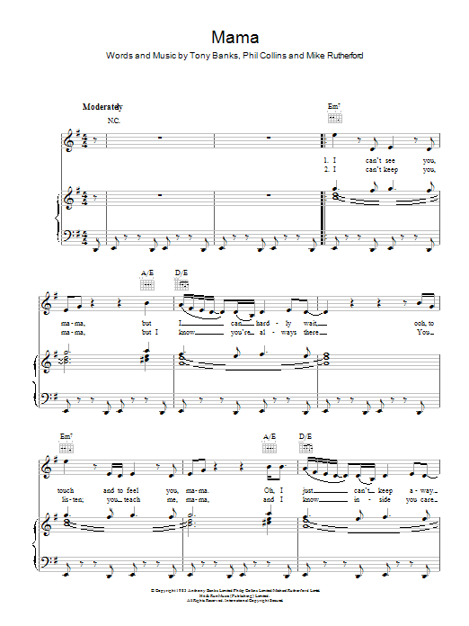 Genesis Mama Sheet Music