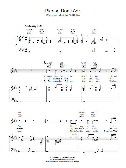 Genesis Please Don't Ask Sheet Music