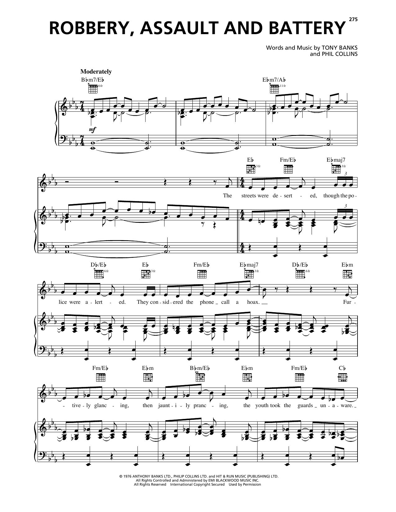 Genesis Robbery, Assault And Battery Sheet Music