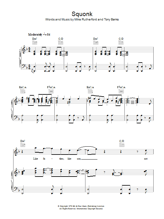 Genesis Squonk Sheet Music