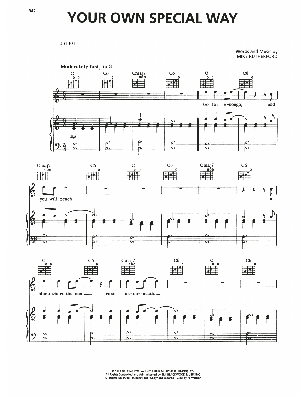 Genesis Your Own Special Way Sheet Music