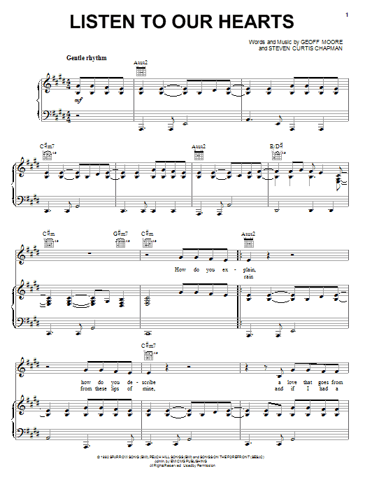 Geoff Moore & The Distance Listen To Our Hearts Sheet Music