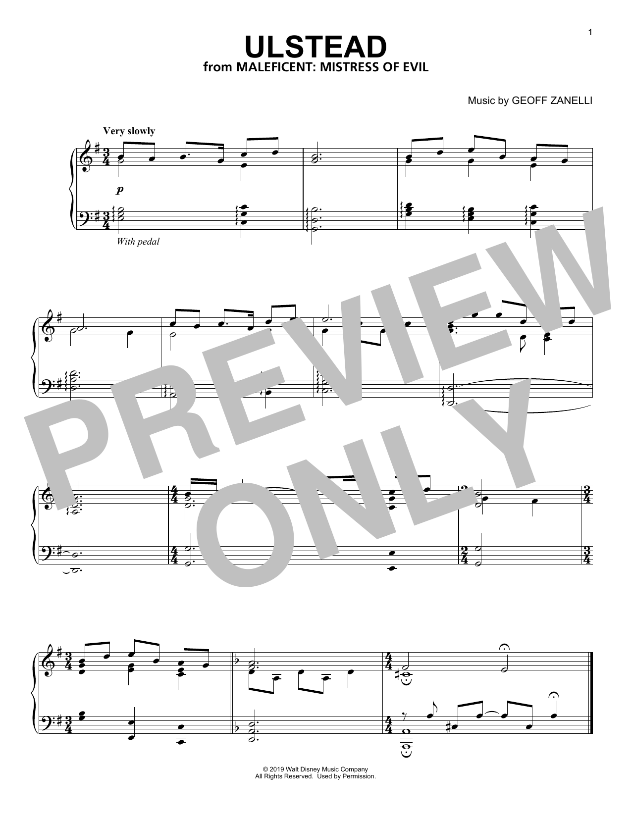 Geoff Zanelli Ulstead (from Disney's Maleficent: Mistress of Evil) Sheet Music