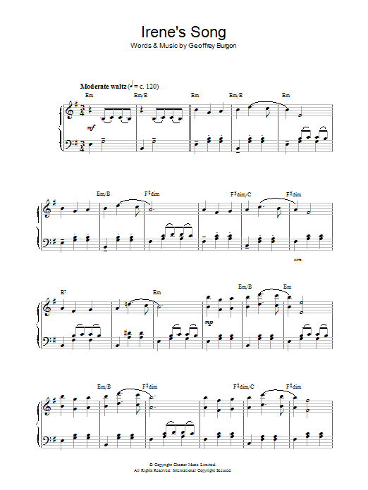 Geoffrey Burgon Irene's Song (theme from The Forsyte Saga) Sheet Music