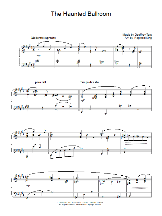 Geoffrey Toye Haunted Ballroom Sheet Music