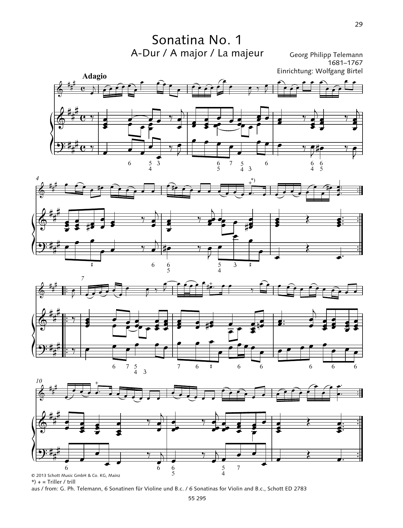 Georg Philipp Telemann Sonatina No. 1 Sheet Music