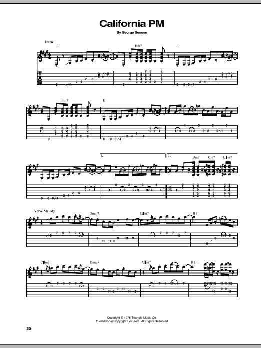 George Benson California PM Sheet Music