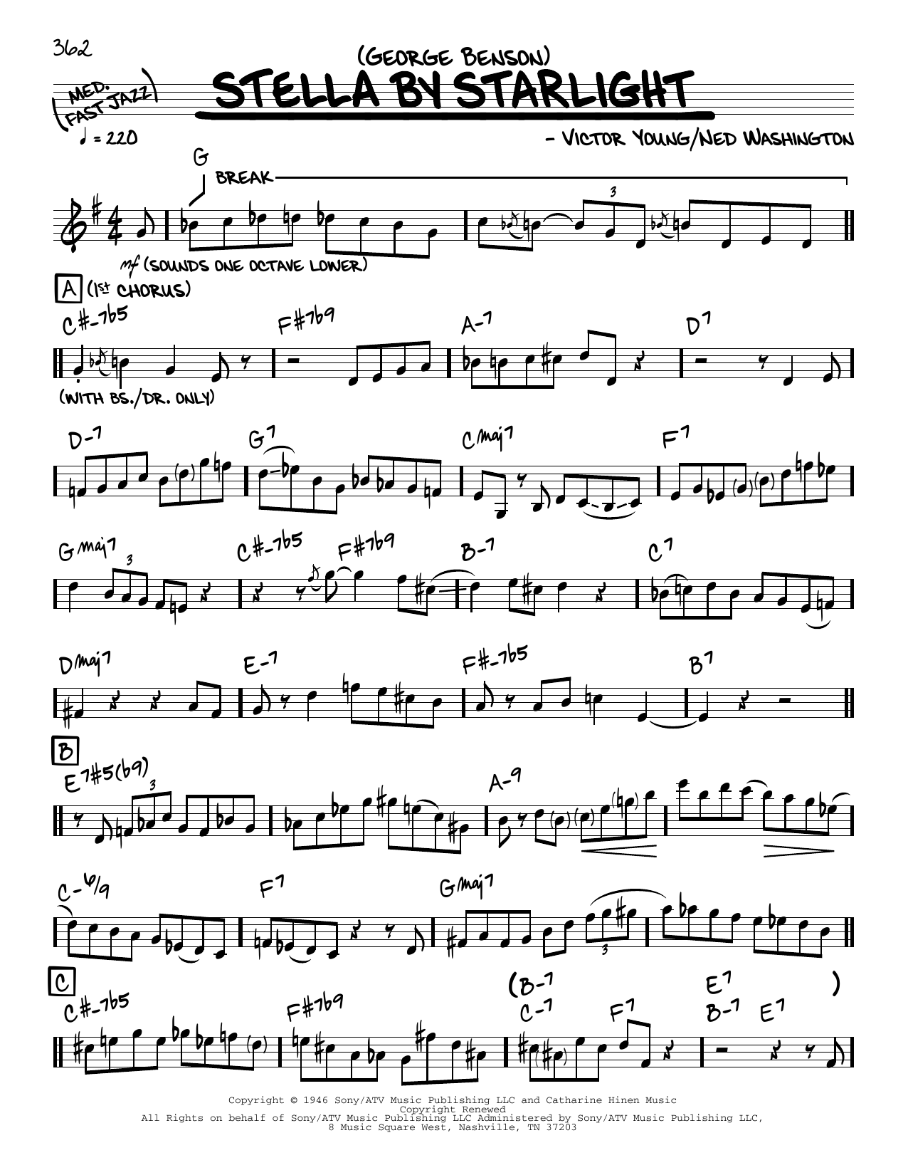 George Benson Stella By Starlight (solo only) Sheet Music
