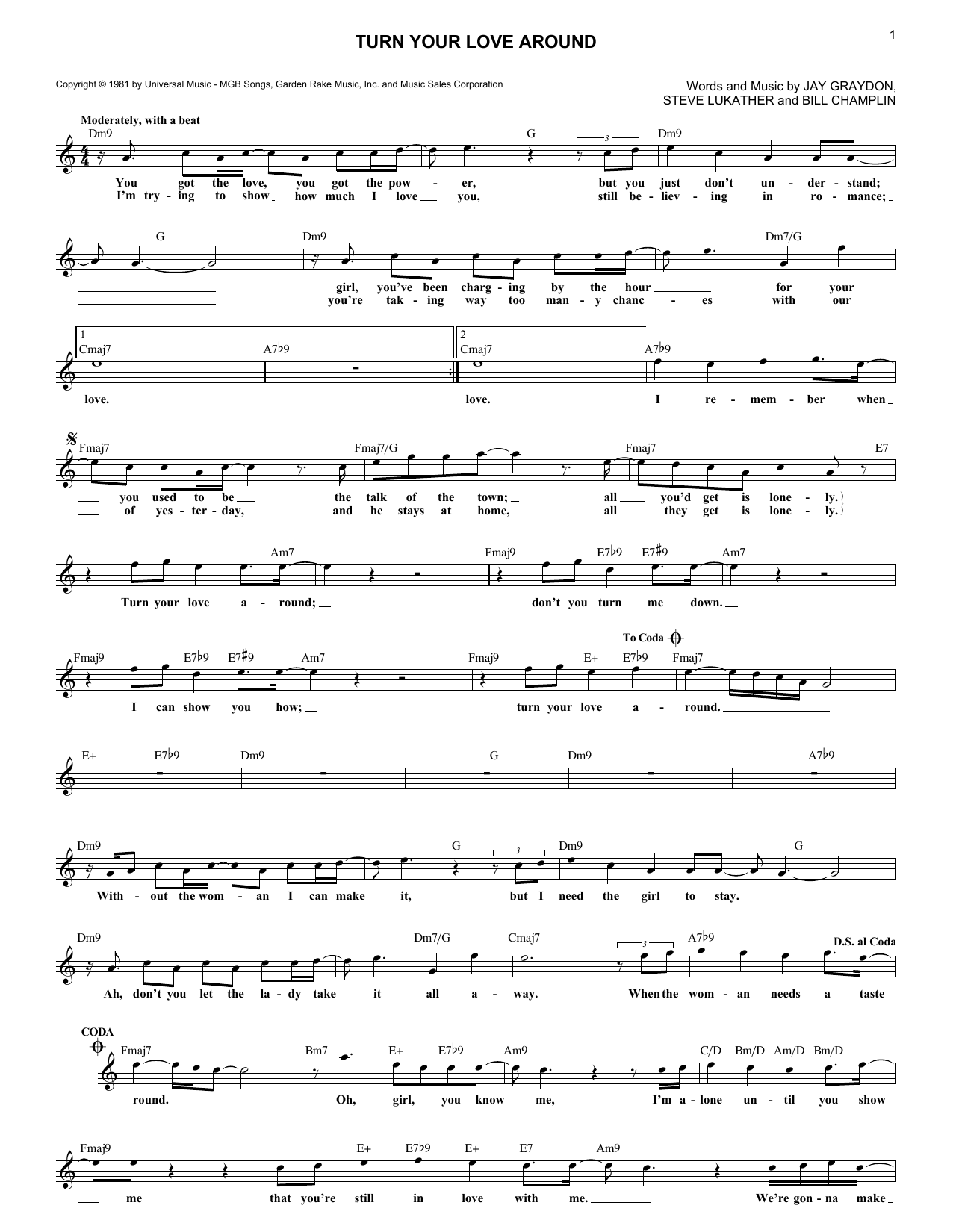 George Benson Turn Your Love Around Sheet Music