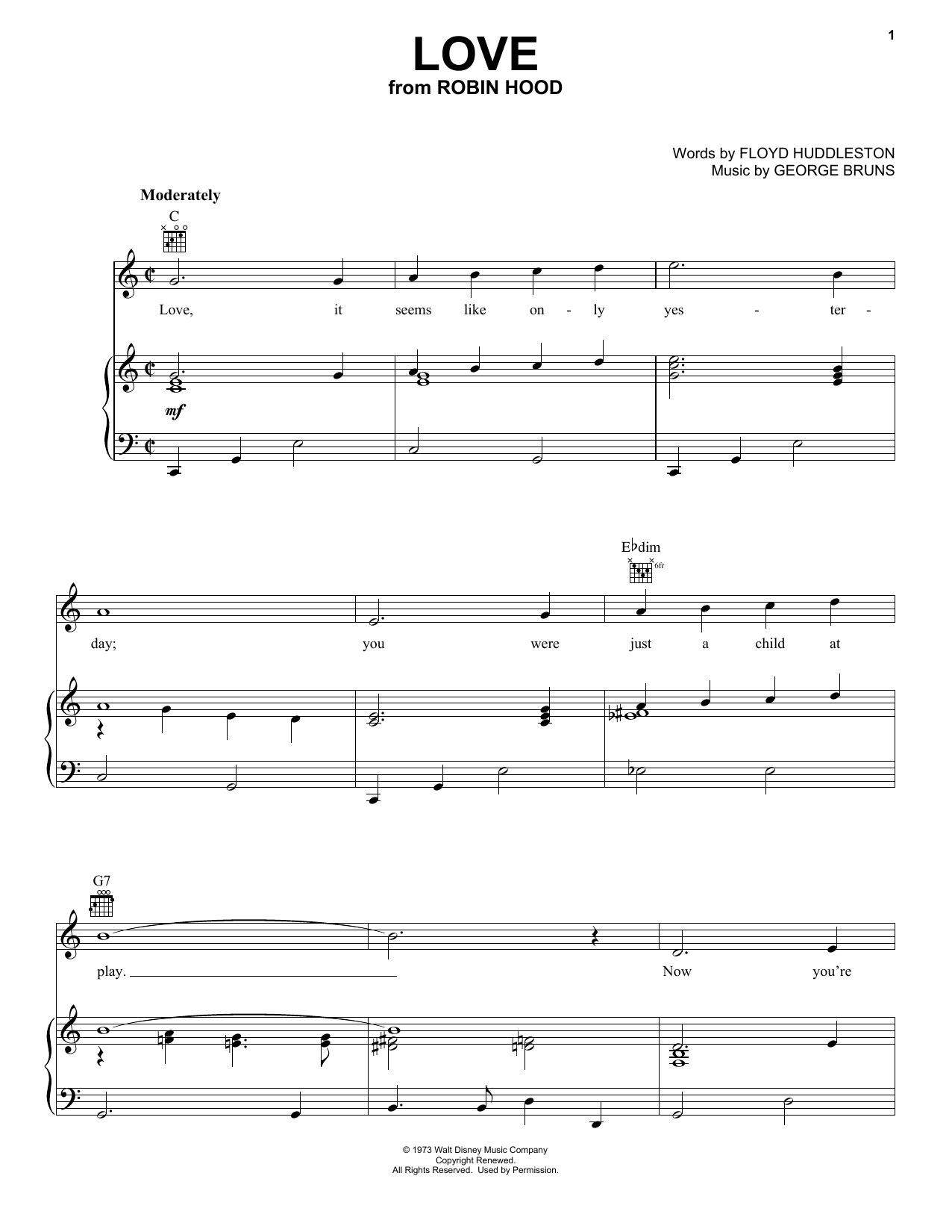 George Bruns Love Sheet Music