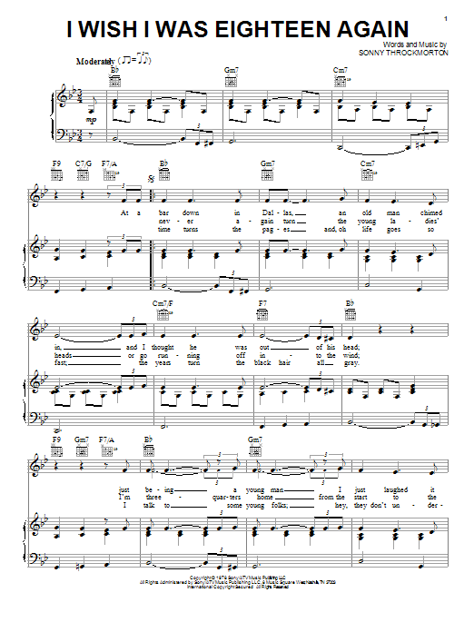 George Burns I Wish I Was Eighteen Again Sheet Music