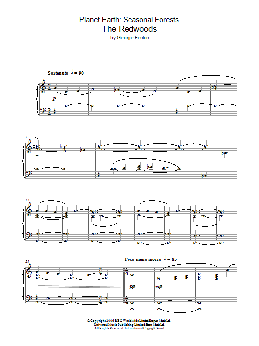 George Fenton Planet Earth: The Redwoods Sheet Music