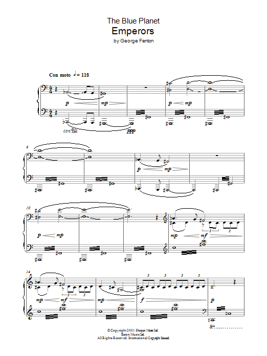 George Fenton The Blue Planet, Emperors Sheet Music