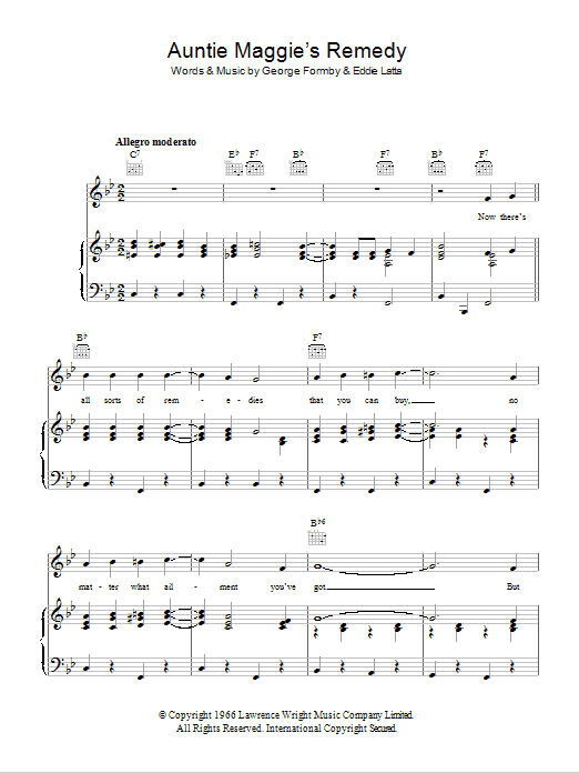 George Formby Auntie Maggie's Remedy Sheet Music